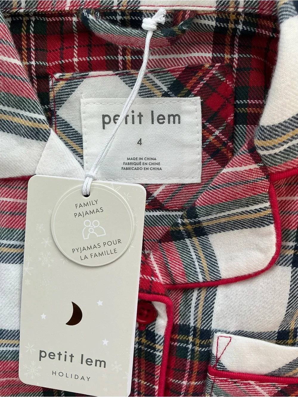 PETIT LEM Flannel Night Gown | Red Tartan Plaid